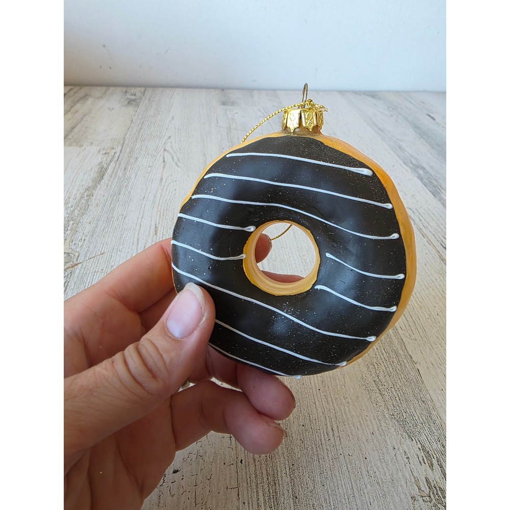 Vintage glass chocolate donut bakery food Xmas ornament tree